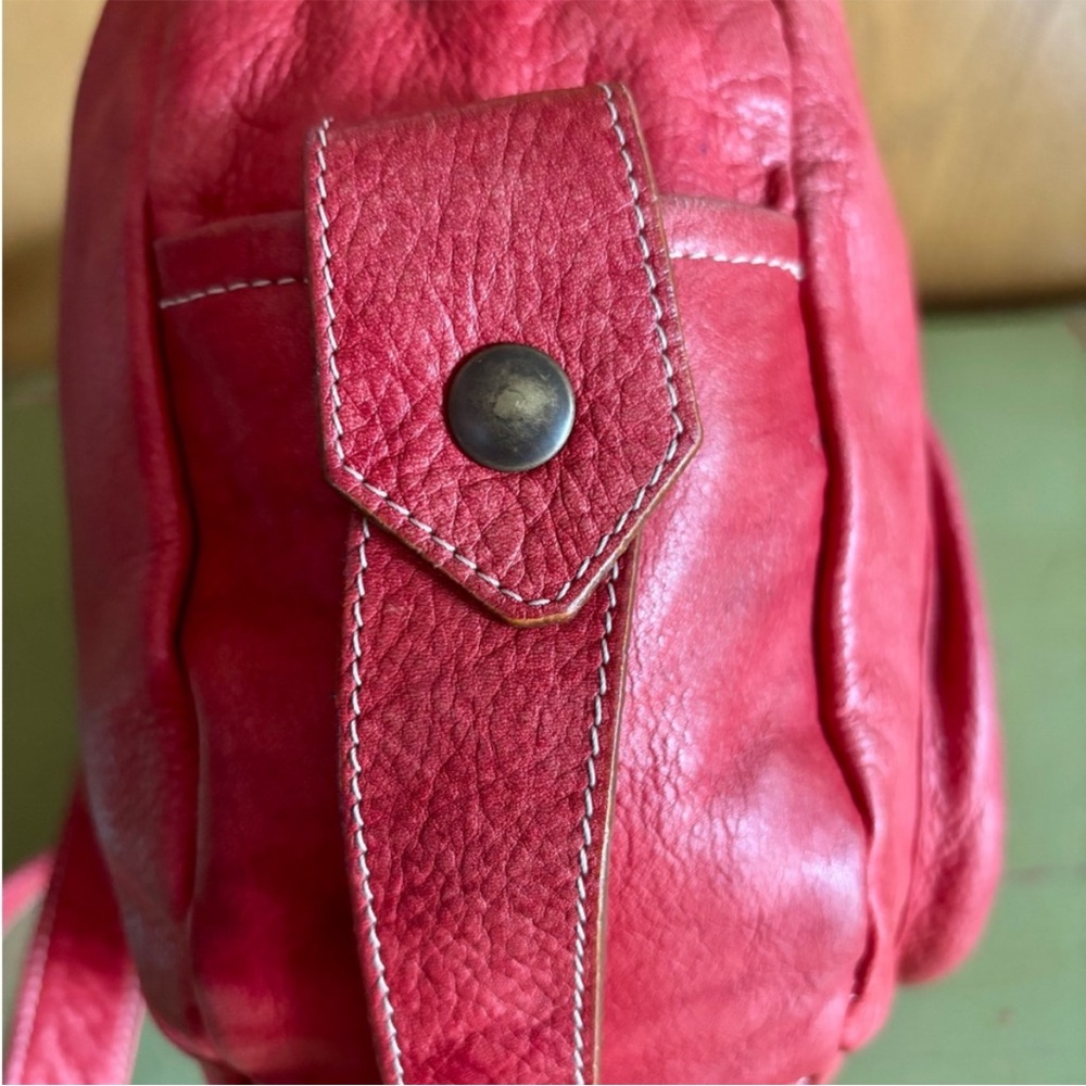 🎁SALE! VERA PELLE Red Leather Hobo Bag-Made in Italy - Picture 4 of 10